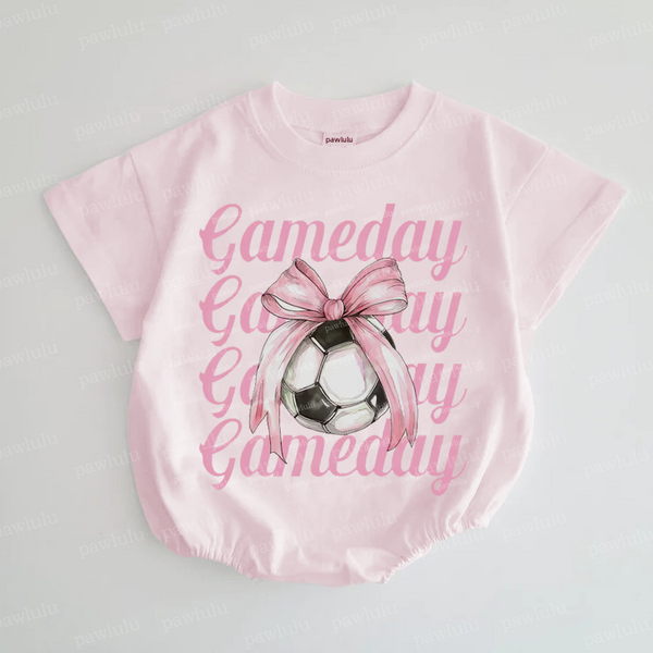 Baby Soccer Bow Gameday Romper