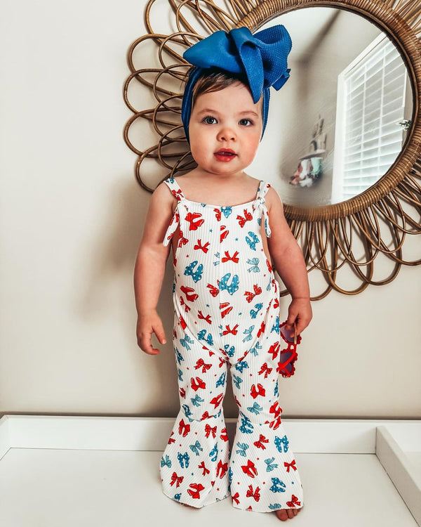 Blue Red Bow Jumpsuit
