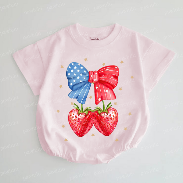 baby Bow Stawberry Romper