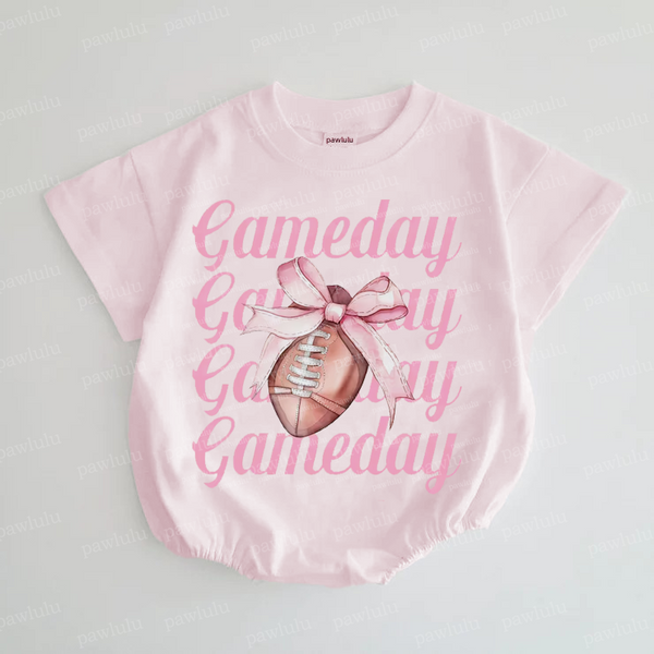 Baby Football  Bow Gameday Romper