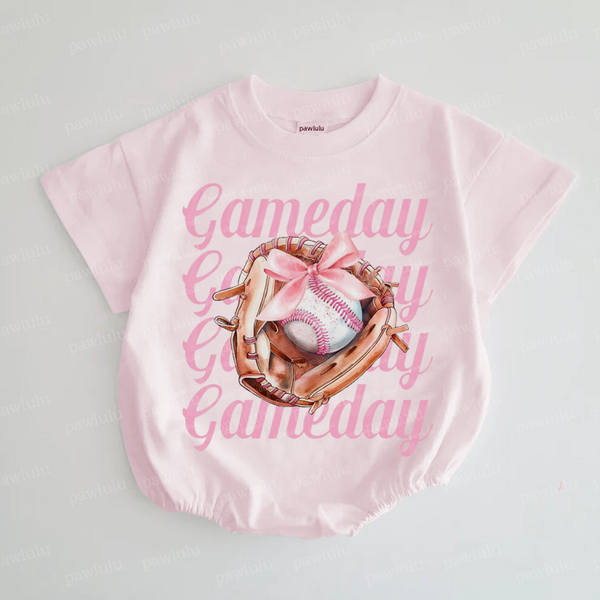 Baby Baseball Bow Gameday Romper