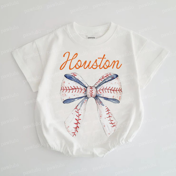 Baby Bow Houston Baseball Romper