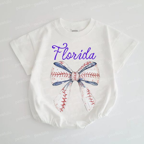 Baby Bow Florida Baseball Romper