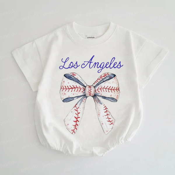 Baby Bow Los Angeles Baseball Romper