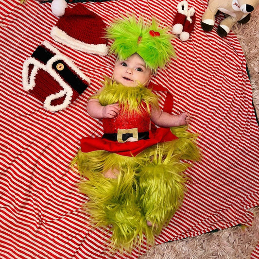 Baby DELUXE Grinch Romper With Leg Warmers