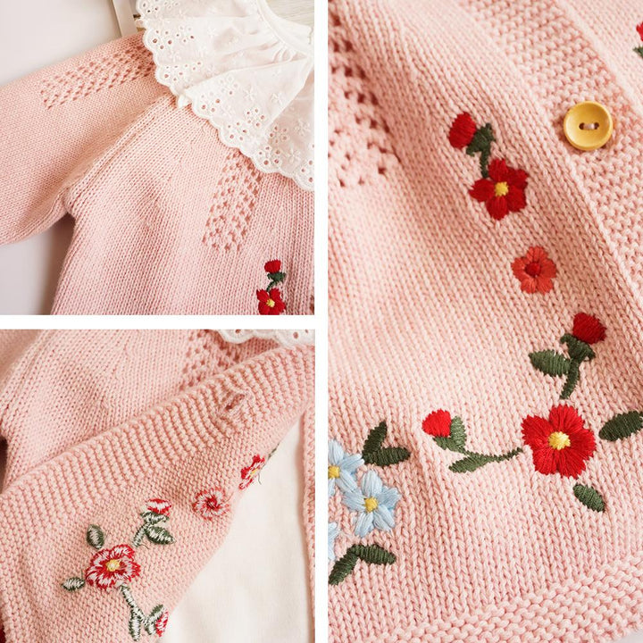 Girls Cotton Embroidered Knitted Jacket Pawlulu