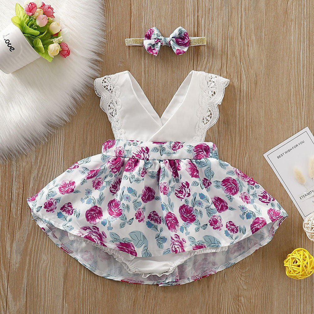 2-piece Baby Flower Dress Romper pawlulu
