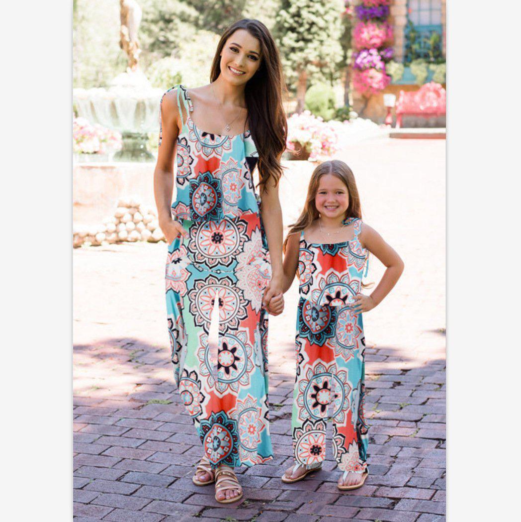 Girl Floral Print Parent-child Dress pawlulu