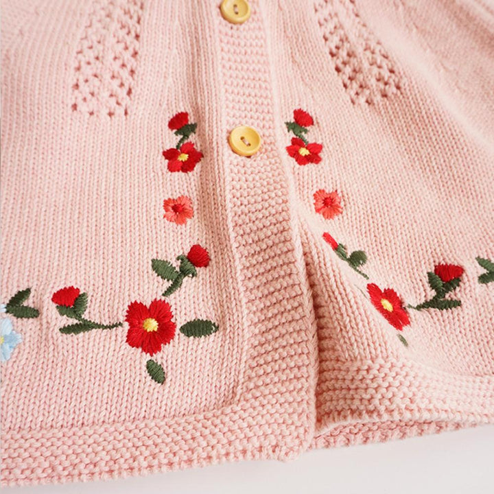 Girls Cotton Embroidered Knitted Jacket Pawlulu