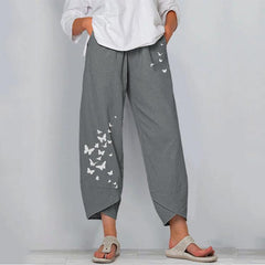 Women's butterfly print wide-leg pants Pawlulu