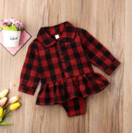 Baby Girls Plaid Cotton Romper Jumpsuit Pawlulu