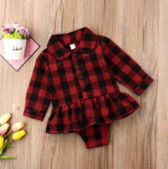 Baby Girls Plaid Cotton Romper Jumpsuit Pawlulu