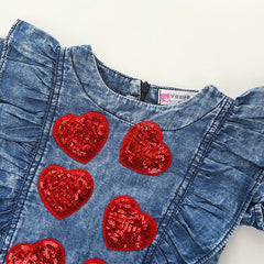 Girls Love Denim Dress Pawlulu