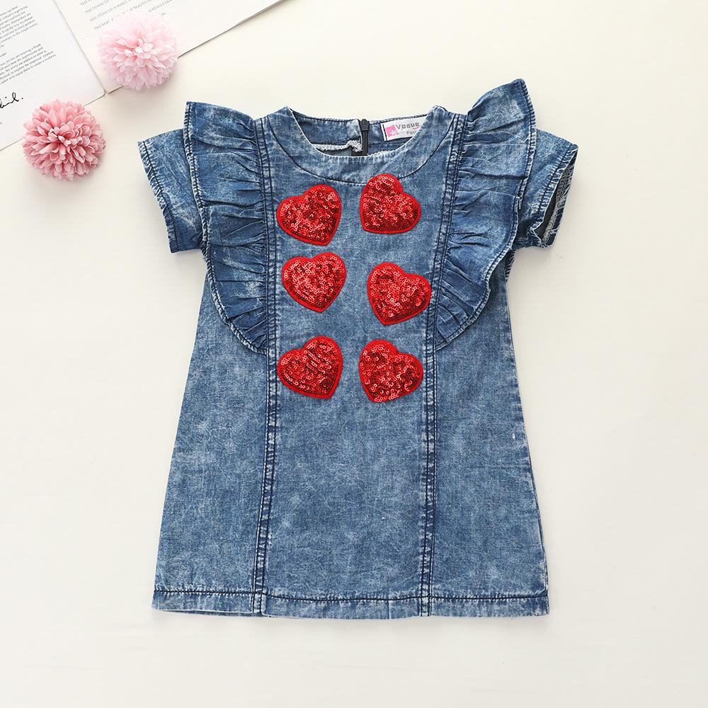 Girls Love Denim Dress Pawlulu