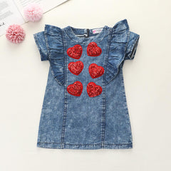 Girls Love Denim Dress Pawlulu