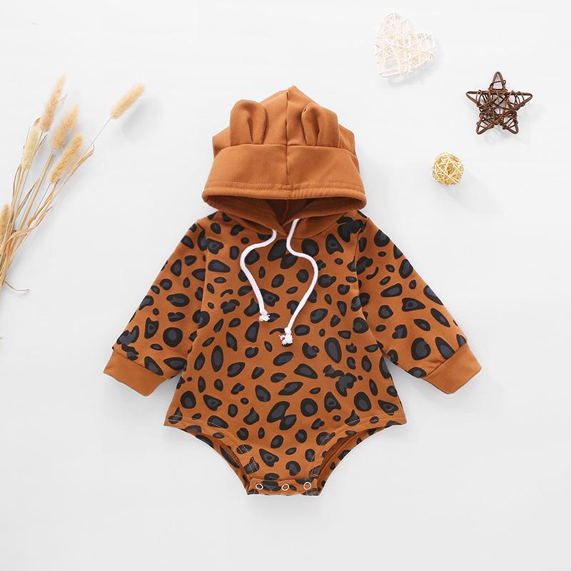 Baby Leopard Cotton Hooded Romper Pawlulu