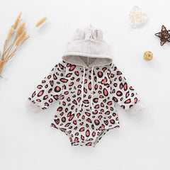 Baby Leopard Cotton Hooded Romper Pawlulu