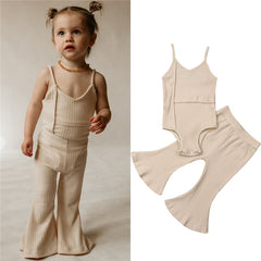 2-Piece Girl's Solid Color Vest Suit pawlulu