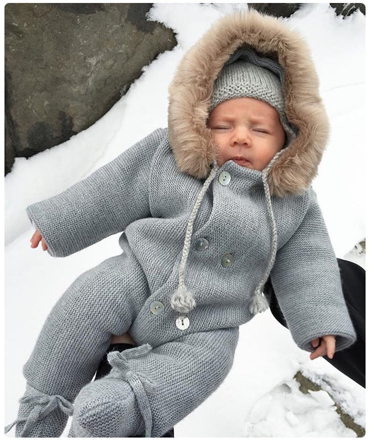 Winter Baby Collar Warm Jumpsuit pawlulu