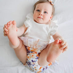 Flutter-sleeve Top Floral Skirt Pawlulu