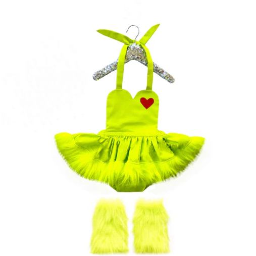 Baby DELUXE Grinch Romper With Leg Warmers pawlulu