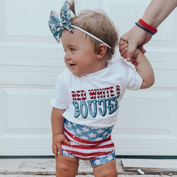 3-piece Baby Red White & Boujee Suits