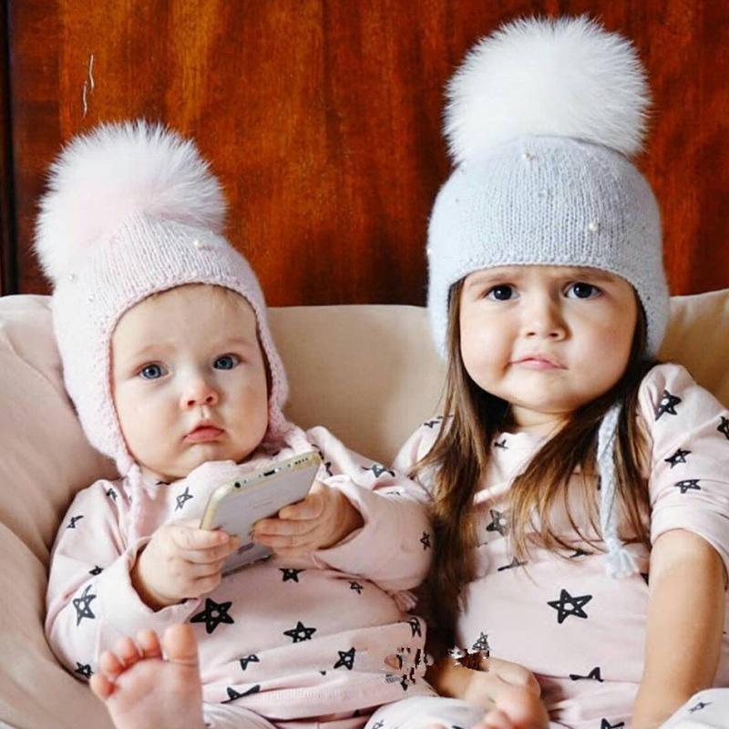Winter Baby Knitted Pearl Wool Ball Cap Pawlulu