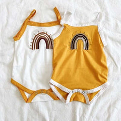 Rainbow Embroidered Sling Romper pawlulu