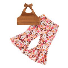 Toddler Girls Lacing Halterneck Vest Set 0-4Y