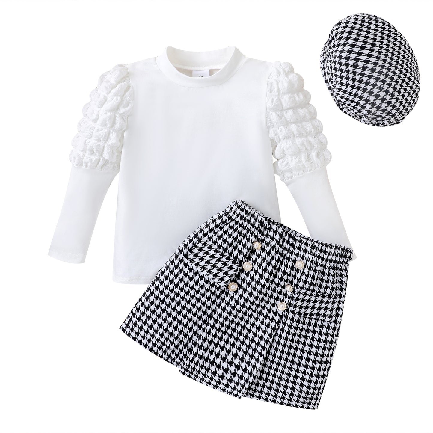 Kid Puff Sleeve Set With Hat