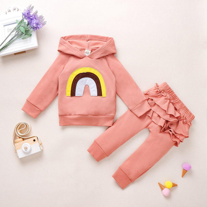 2-Pieces Baby Girl Rainbow Hooded Set Pawlulu