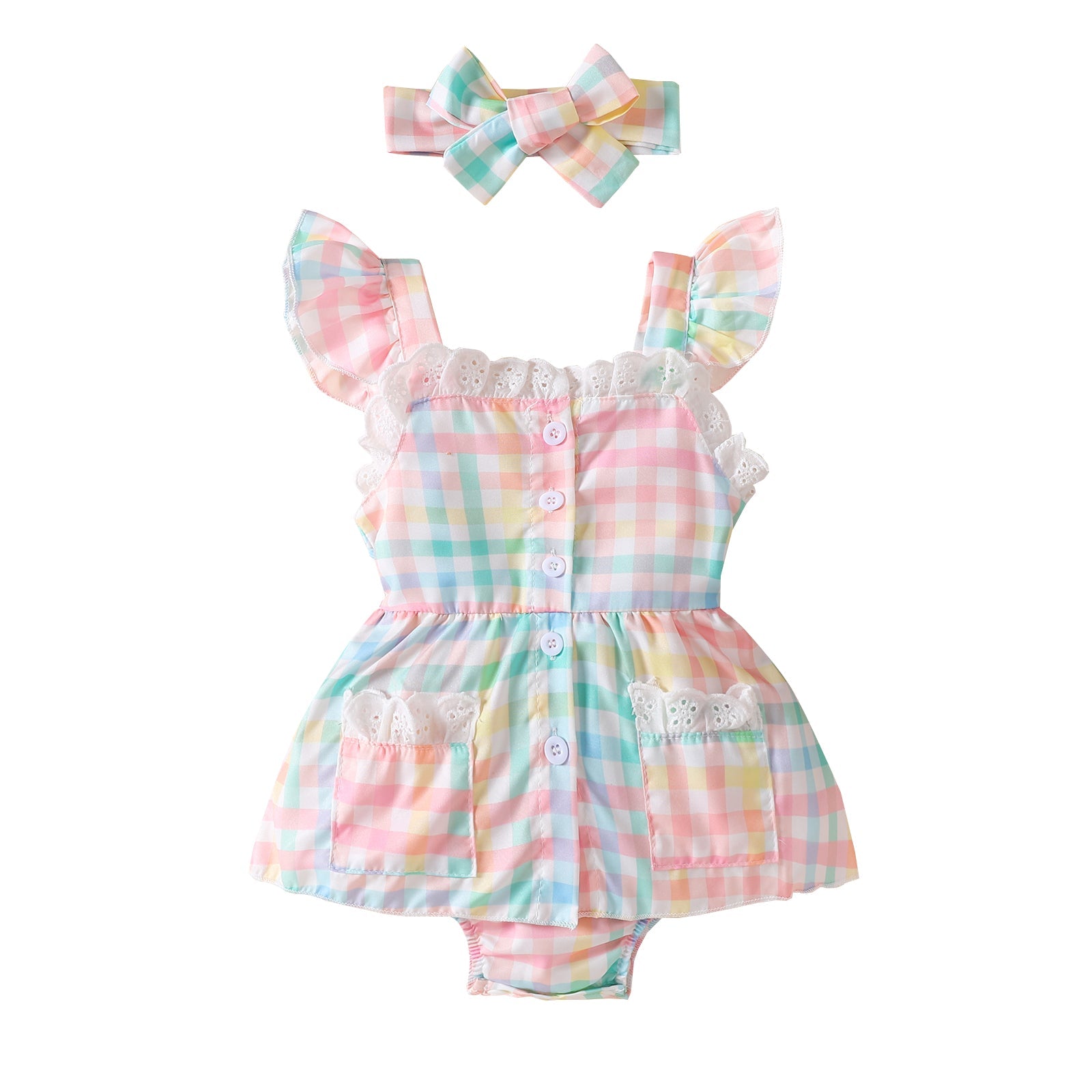 2-piece Baby Plaid Rompers