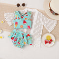 Toddler Girl Ice Cream Swimsuit with Mesh Blouse