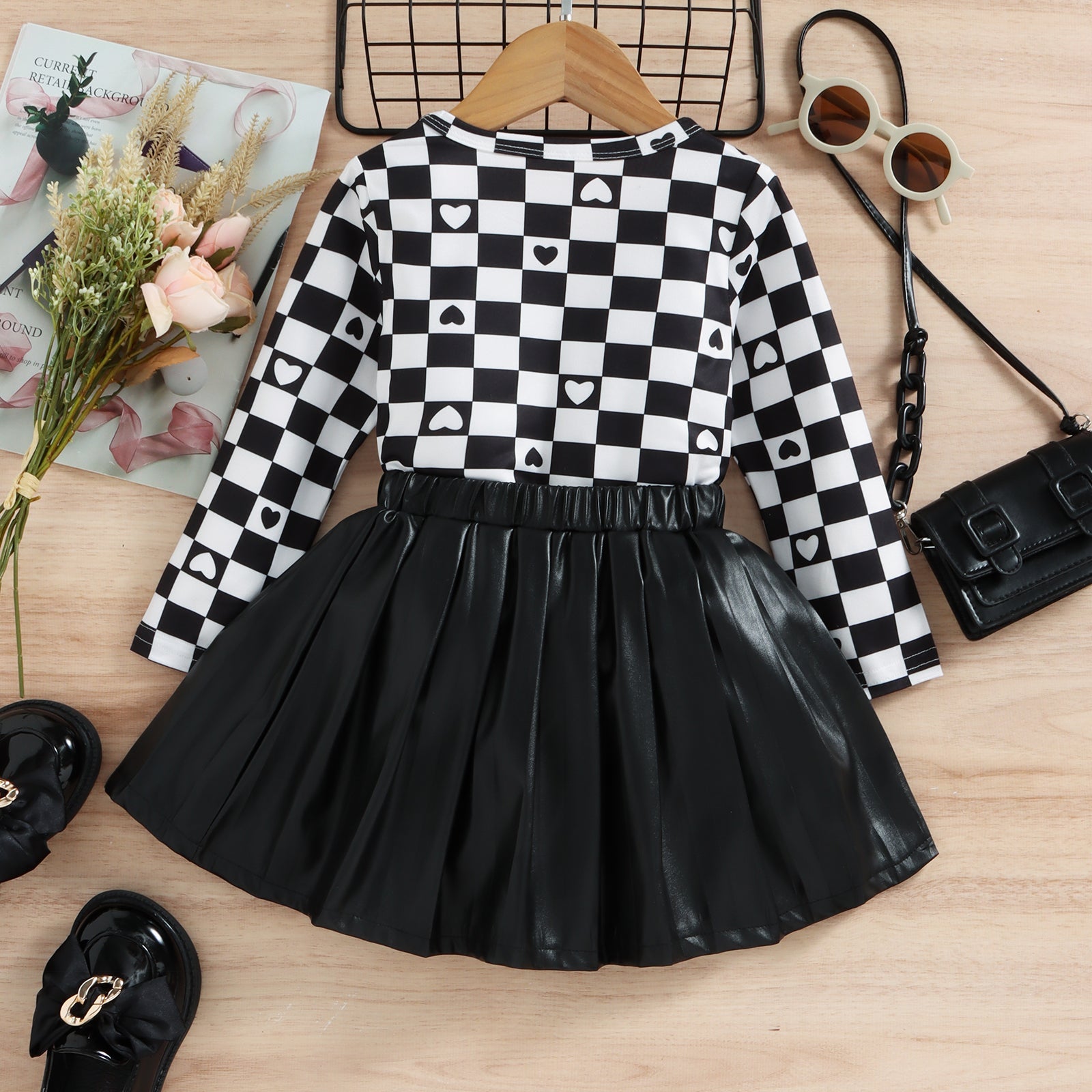 Kid Girl Checkerboard Skirt Pawlulu