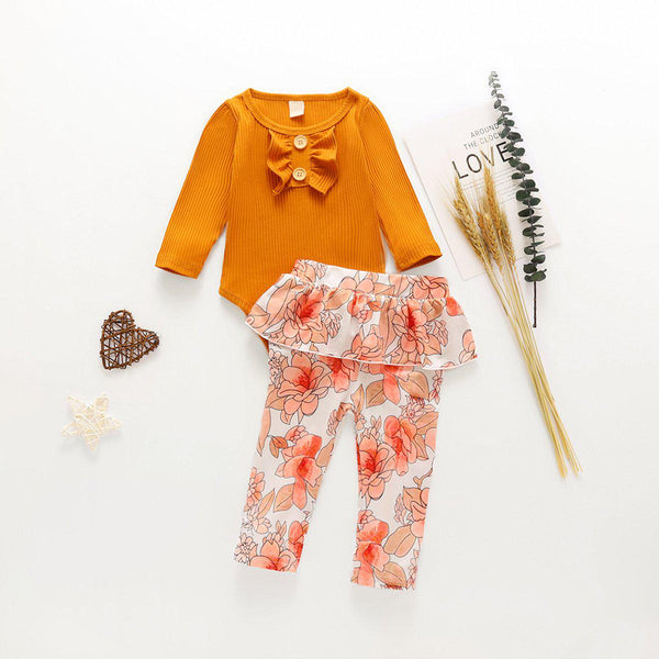 2-piece Baby Flower Romper Suit pawlulu