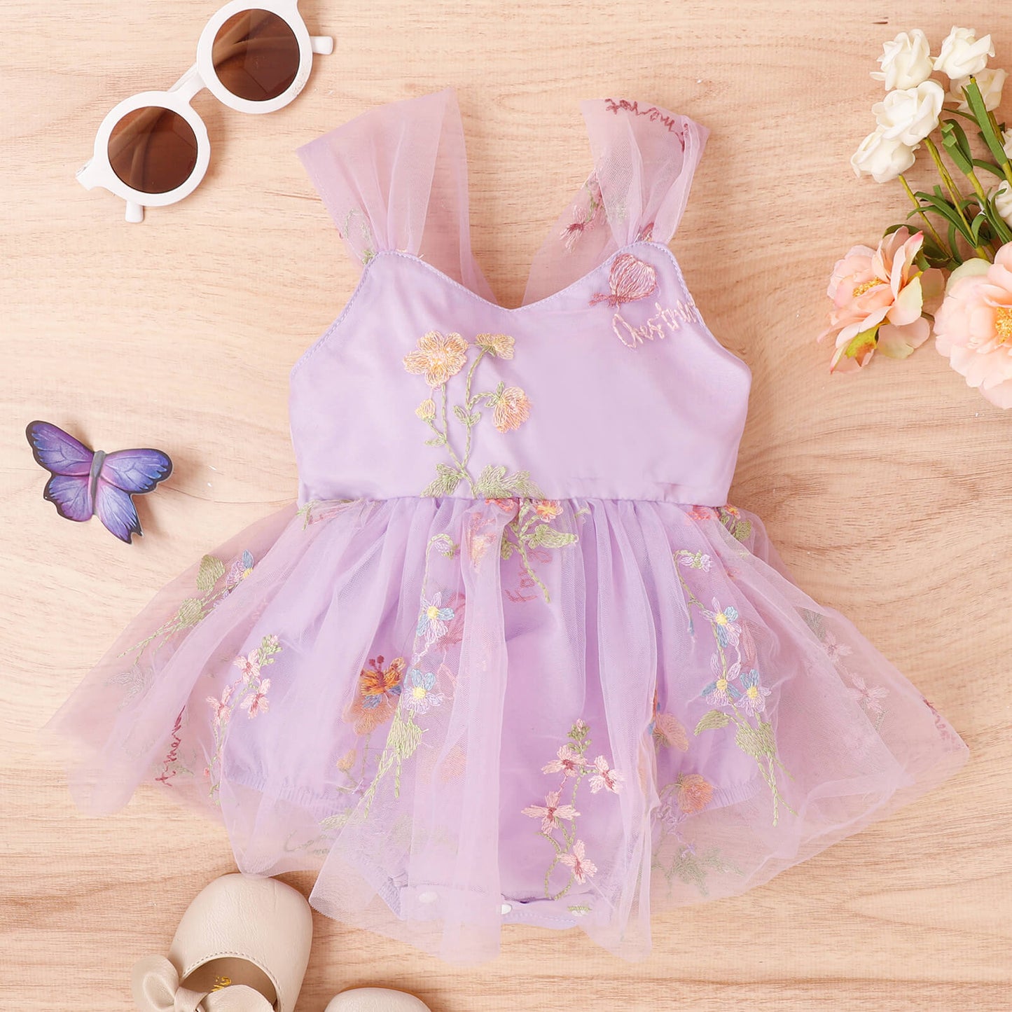 Sweet Baby Girl Embroidery Romper Dress