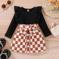 Toddler Checkerboard Skirt Set Pawlulu