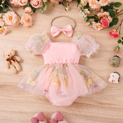 Baby Girl Sweet Tulle Embroider Romper Dress