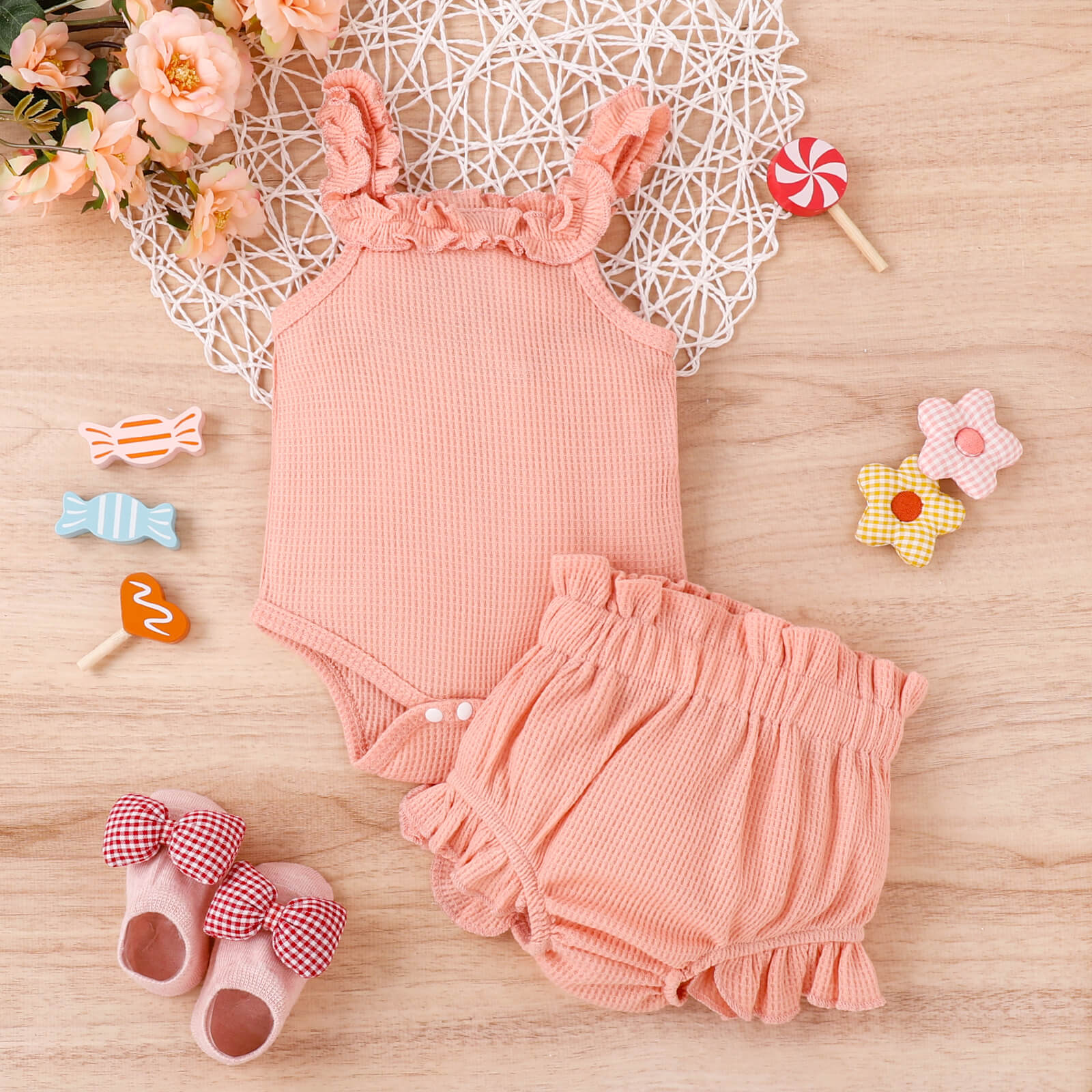 Sweet Baby Gril Waffle Summer Set