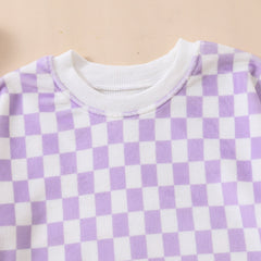 Baby Grid Print Rompers Pawlulu