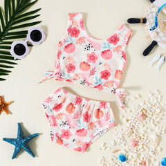 Strawberry Floral Print Swimsuit Pawlulu