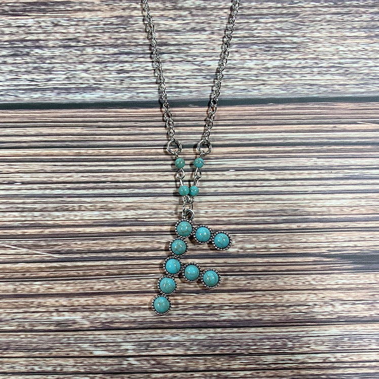 Turquoise Initial Necklace Pawlulu