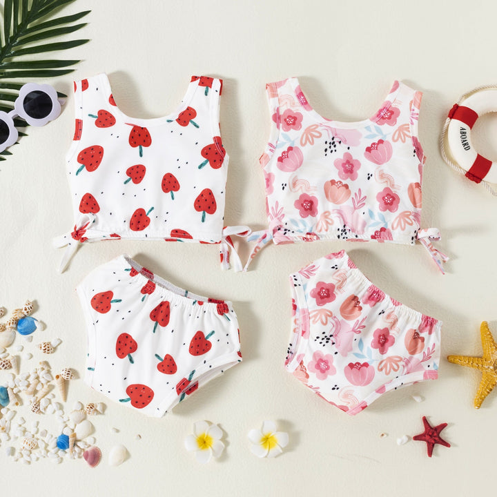 Strawberry Floral Print Swimsuit Pawlulu
