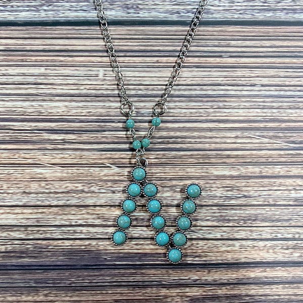 Turquoise Initial Necklace Pawlulu