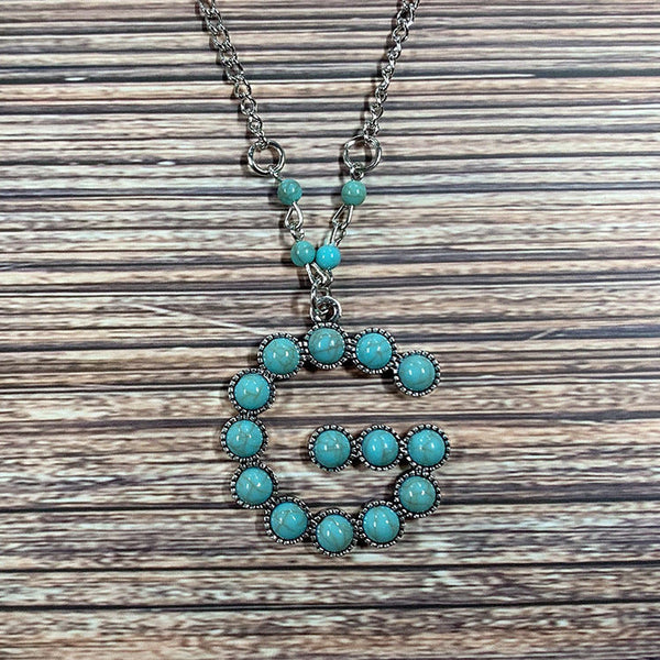 Turquoise Initial Necklace Pawlulu