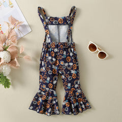 Girls Halloween Suspender Jumpsuit Pawlulu