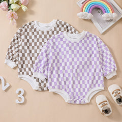Baby Grid Print Rompers Pawlulu