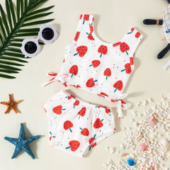 Strawberry Floral Print Swimsuit Pawlulu