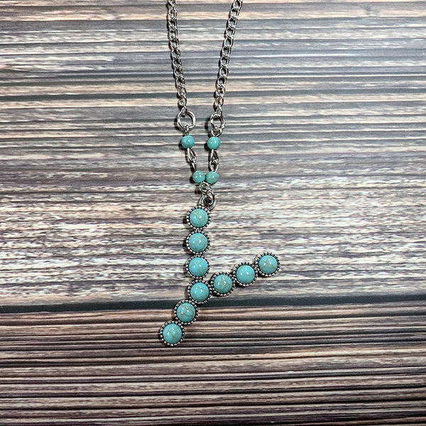 Turquoise Initial Necklace Pawlulu