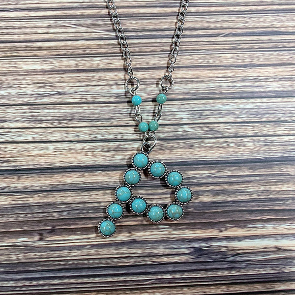 Turquoise Initial Necklace Pawlulu